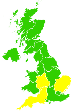 Click on a region for air pollution levels for 22/08/2007