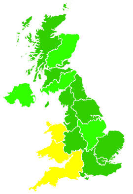 Click on a region for air pollution levels for 22/08/2013