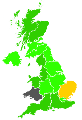 Click on a region for air pollution levels for 22/09/1988