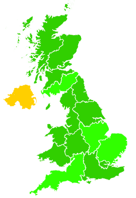 Click on a region for air pollution levels for 22/09/1992