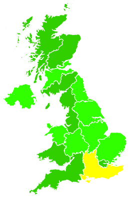 Click on a region for air pollution levels for 22/09/1995
