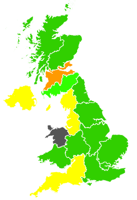 Click on a region for air pollution levels for 22/09/1998