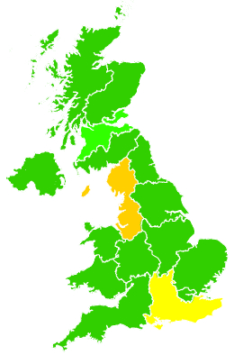 Click on a region for air pollution levels for 22/09/2001