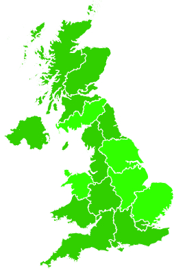 Click on a region for air pollution levels for 22/09/2009