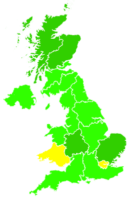 Click on a region for air pollution levels for 22/09/2015