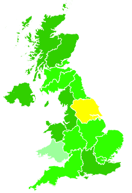 Click on a region for air pollution levels for 22/10/1992