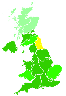 Click on a region for air pollution levels for 22/10/1994