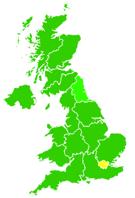 Click on a region for air pollution levels for 22/10/2002