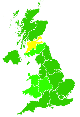 Click on a region for air pollution levels for 22/10/2003