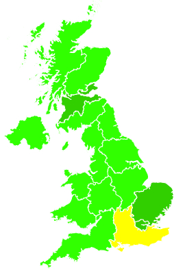 Click on a region for air pollution levels for 22/10/2012