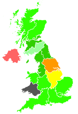 Click on a region for air pollution levels for 22/11/1990