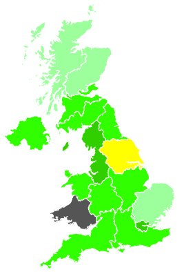 Click on a region for air pollution levels for 22/11/1991