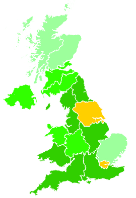 Click on a region for air pollution levels for 22/11/1994