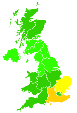 Click on a region for air pollution levels for 22/11/1996