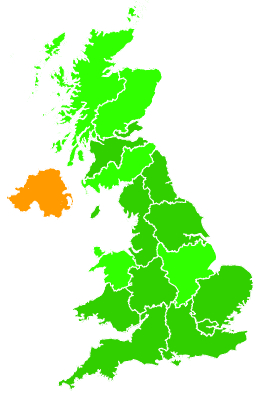 Click on a region for air pollution levels for 22/11/1997