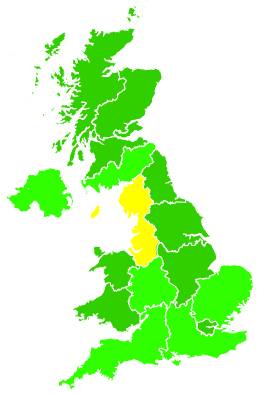 Click on a region for air pollution levels for 22/11/1999