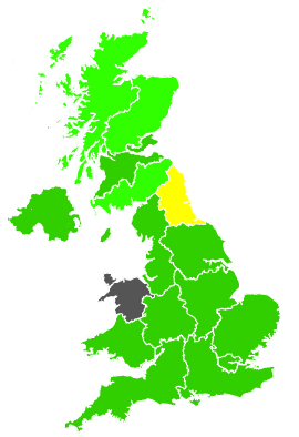 Click on a region for air pollution levels for 22/11/2000