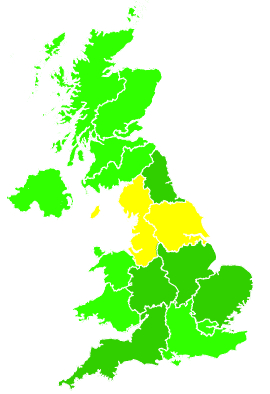 Click on a region for air pollution levels for 22/11/2003