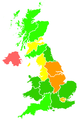 Click on a region for air pollution levels for 22/11/2005