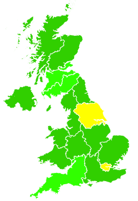Click on a region for air pollution levels for 22/11/2011