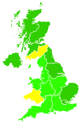 Click on a region for air pollution levels for 22/11/2015