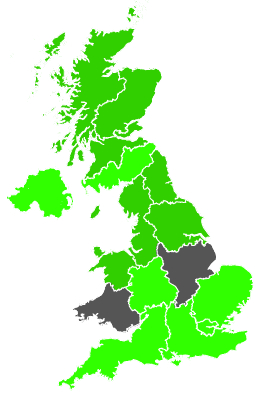 Click on a region for air pollution levels for 22/12/1987