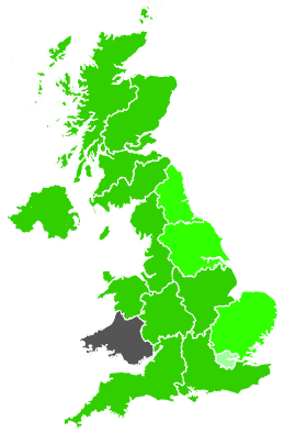 Click on a region for air pollution levels for 22/12/1989