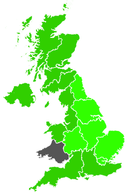 Click on a region for air pollution levels for 22/12/1990