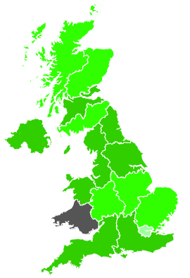 Click on a region for air pollution levels for 22/12/1991