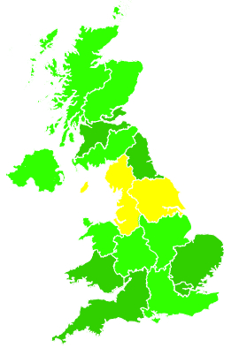 Click on a region for air pollution levels for 22/12/1997