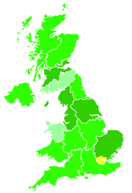 Click on a region for air pollution levels for 22/12/2000