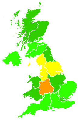 Click on a region for air pollution levels for 22/12/2006