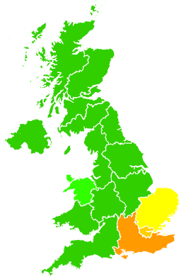 Click on a region for air pollution levels for 22/12/2007