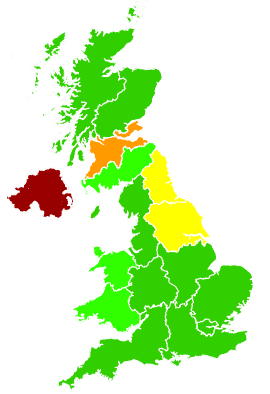 Click on a region for air pollution levels for 22/12/2010