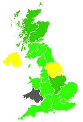 Click on a region for air pollution levels for 23/01/1991
