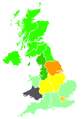 Click on a region for air pollution levels for 23/01/1992