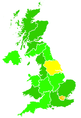 Click on a region for air pollution levels for 23/01/2006