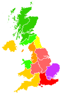 Click on a region for air pollution levels for 23/01/2017