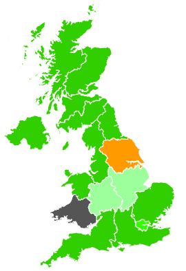 Click on a region for air pollution levels for 23/02/1992