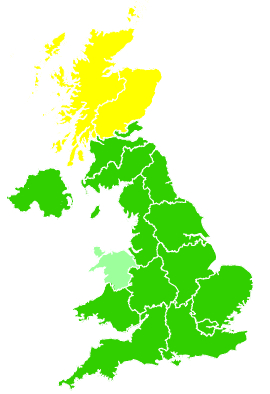 Click on a region for air pollution levels for 23/02/2008
