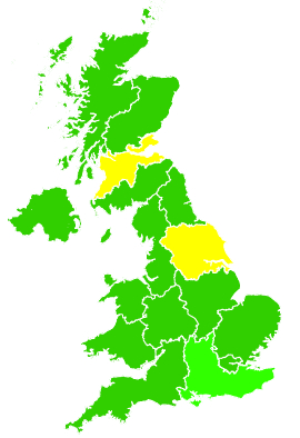 Click on a region for air pollution levels for 23/02/2010