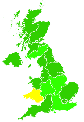 Click on a region for air pollution levels for 23/02/2016