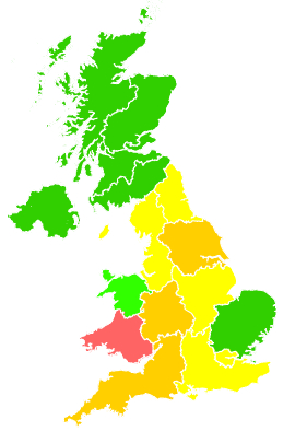 Click on a region for air pollution levels for 23/02/2019