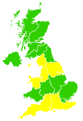 Click on a region for air pollution levels for 23/03/1995