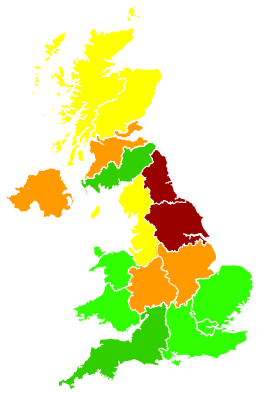 Click on a region for air pollution levels for 23/03/1996