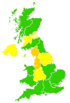 Click on a region for air pollution levels for 23/03/1998