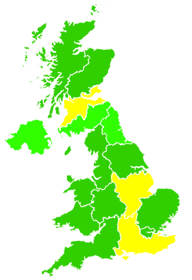 Click on a region for air pollution levels for 23/03/2001