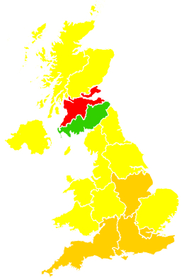 Click on a region for air pollution levels for 23/03/2003