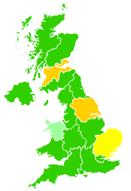 Click on a region for air pollution levels for 23/03/2006