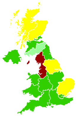 Click on a region for air pollution levels for 23/03/2008